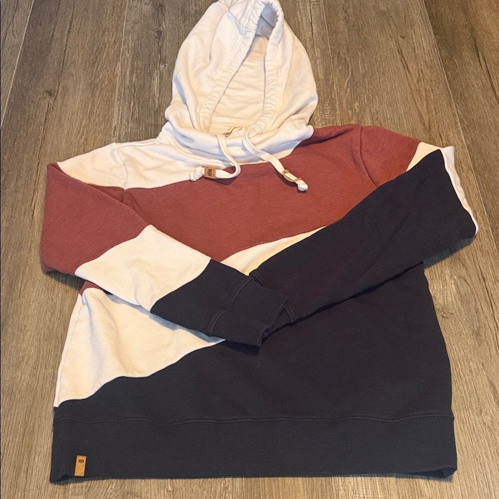 Tentree Colorblock Hoodie Sweatshirt - White, Rust, Black